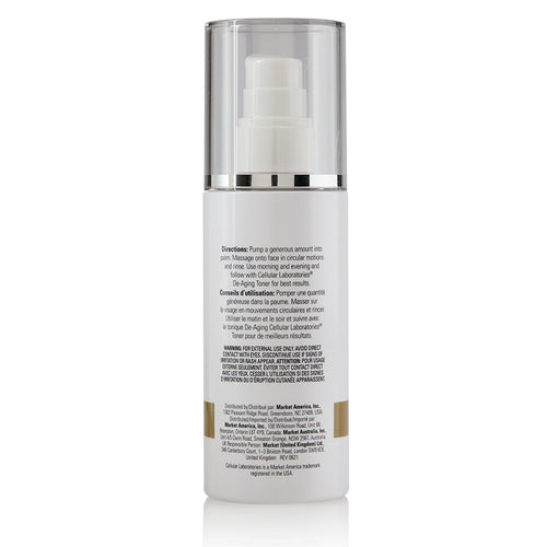Cellular Laboratories De-Aging Facial Cleanser Product Label. See Product Label Details section further below.