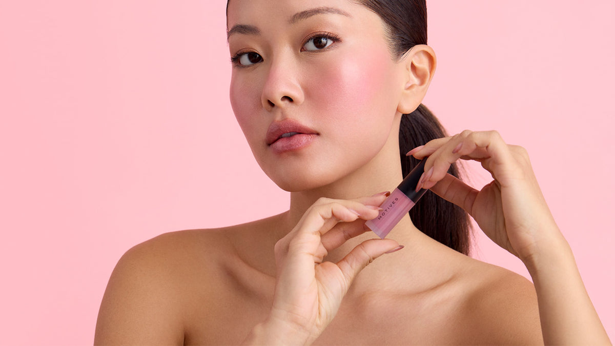 Woman wearing blush