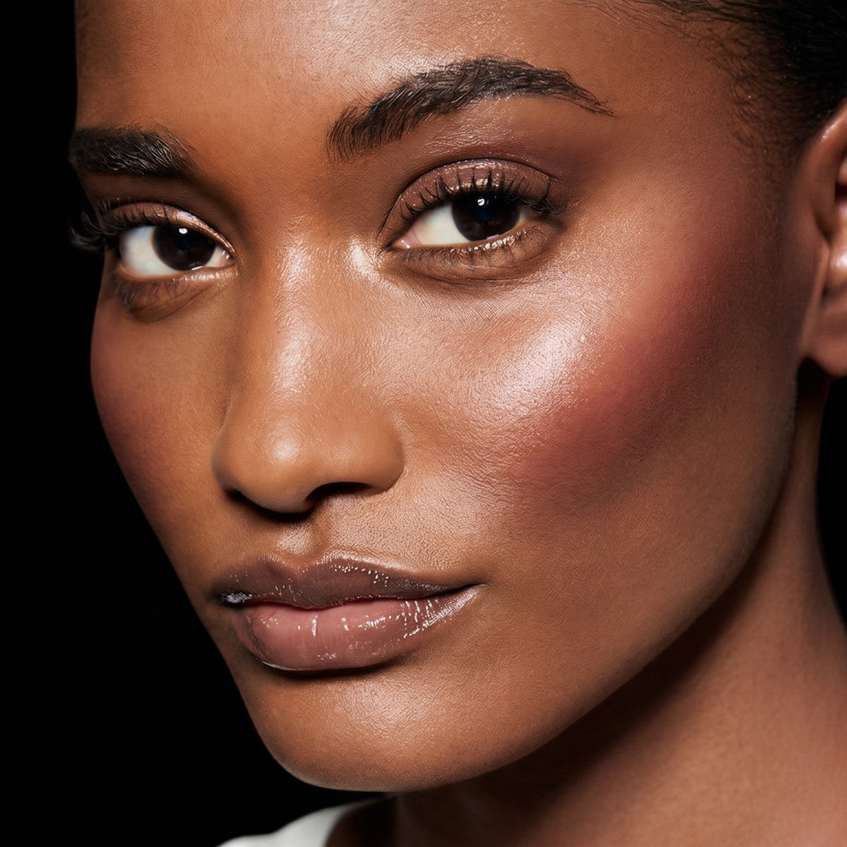 Woman wearing lip gloss