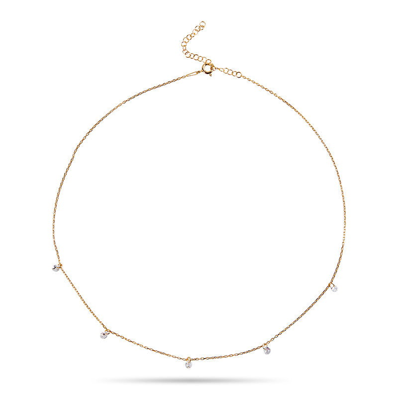 Closeup of LAYERED Desi - Pierced Round Cut Necklace in gold