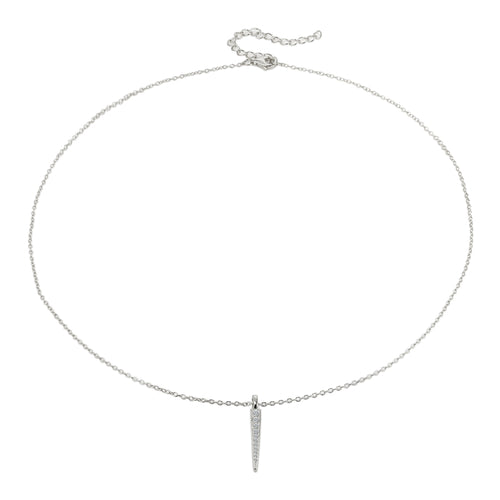 Layered Heidi - Pave Stick Necklace in silver