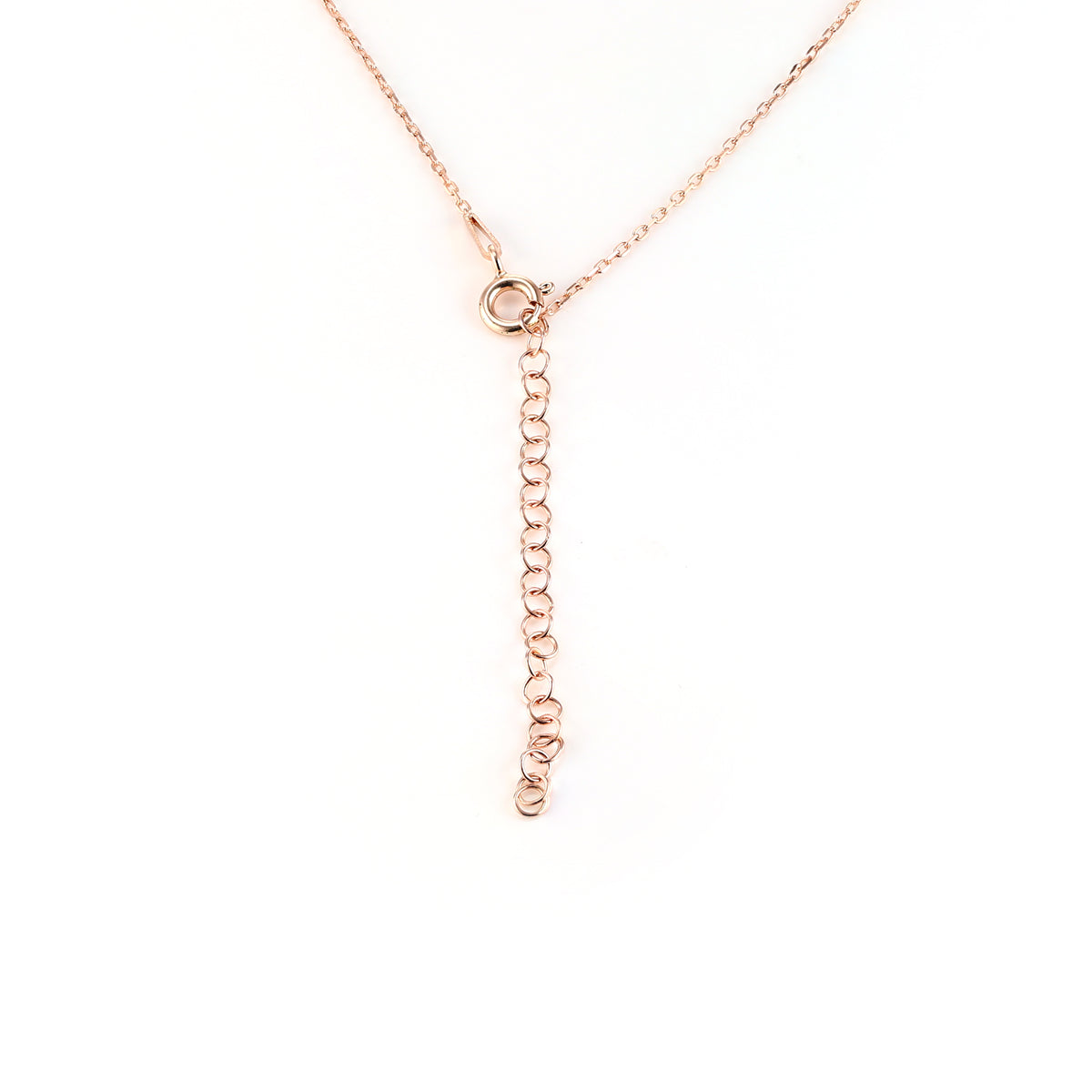 Layered DESI - Pierced Round Cut Necklace, closeup of clasp in rose gold
