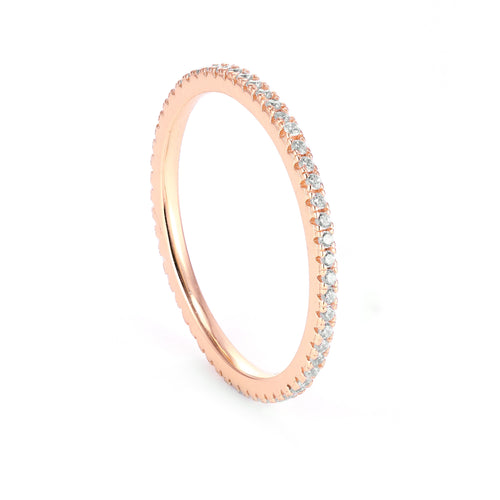 Closeup of Layered Angie - Eternity Band in rose gold, angled view