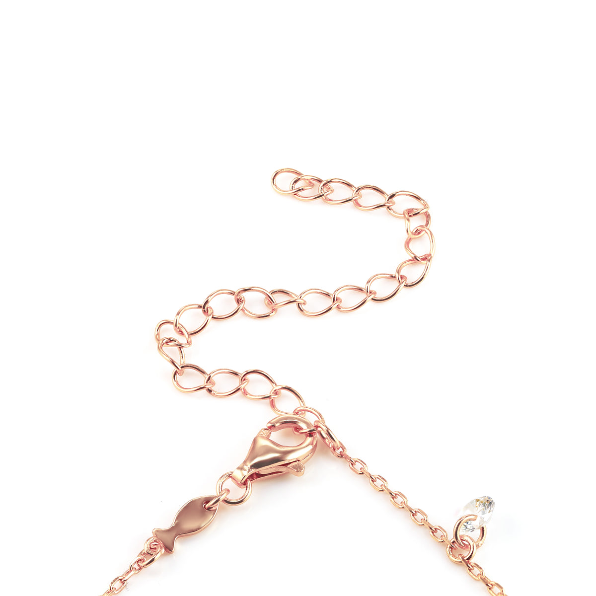 Closeup of extension in rose gold for Layered Desi - Pierced Round Cut Bracelet