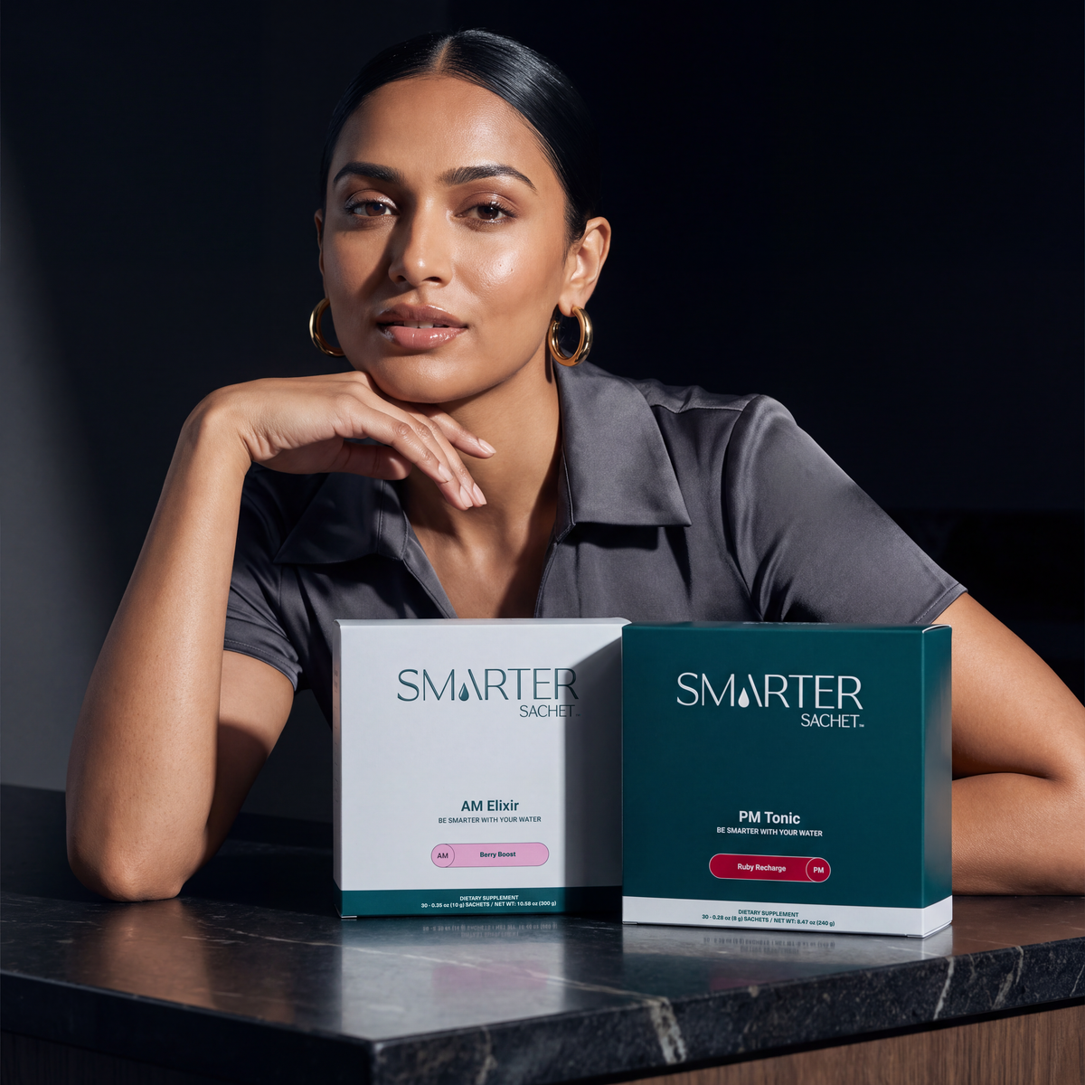 Image of girl with Smarter Sachet AM and PM