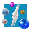 image of human bones with molecules of magnesium, vitamin d, vitamin a, potassium and calcium molecules