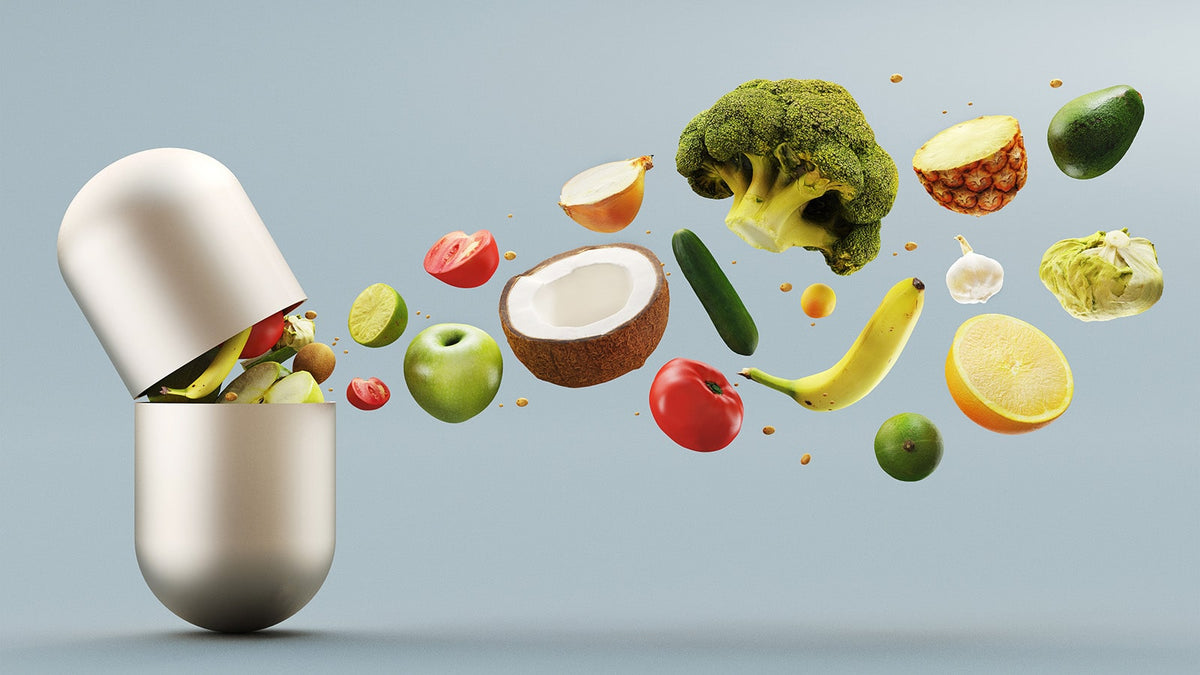 image of different foods coming out of a capsule
