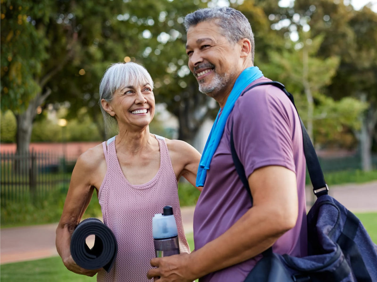 image of an older woman and man outside