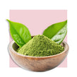 image of green tea leaves and powder