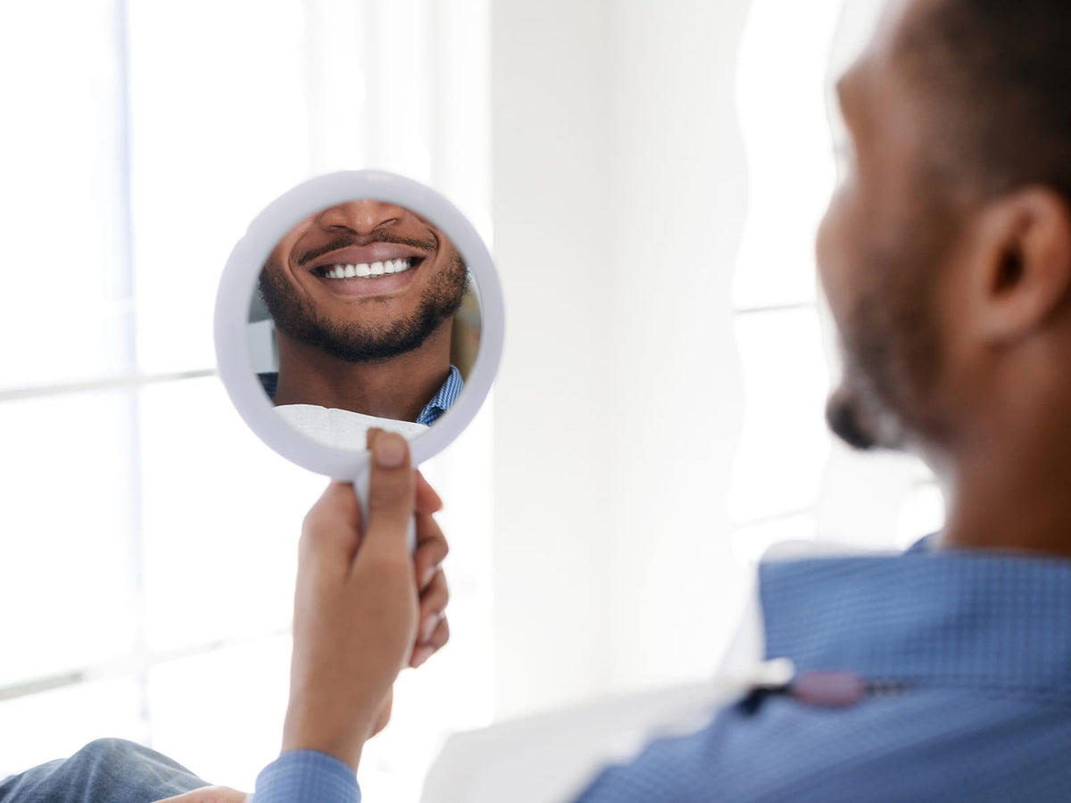 image of person smiling in mirror
