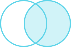 A simple graphic showing two overlapping circles outlined in light blue on a white background.