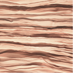 A close-up of a textured material with horizontal wavy ridges in warm copper, bronze, and peachy-brown tones.