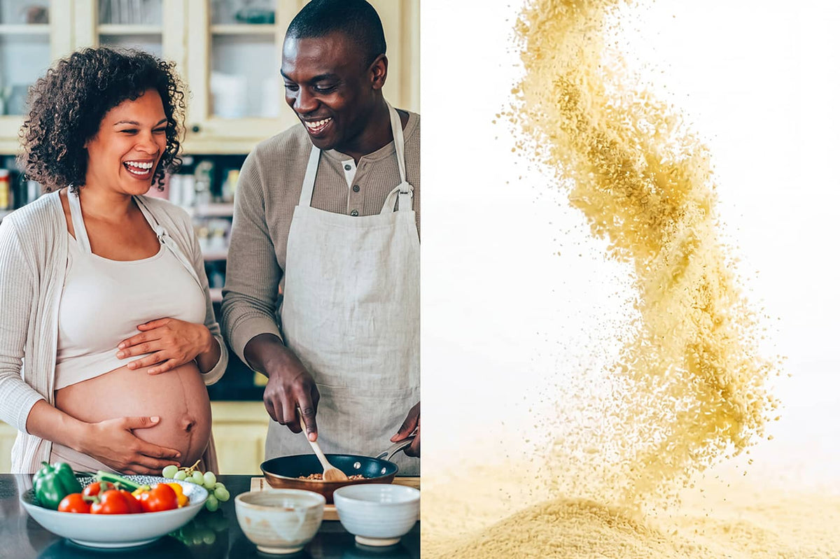 image of a family preparing a meal in the kitchen together
