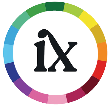 Logo with a colorful circular color wheel and the letter 'ix' in the center.