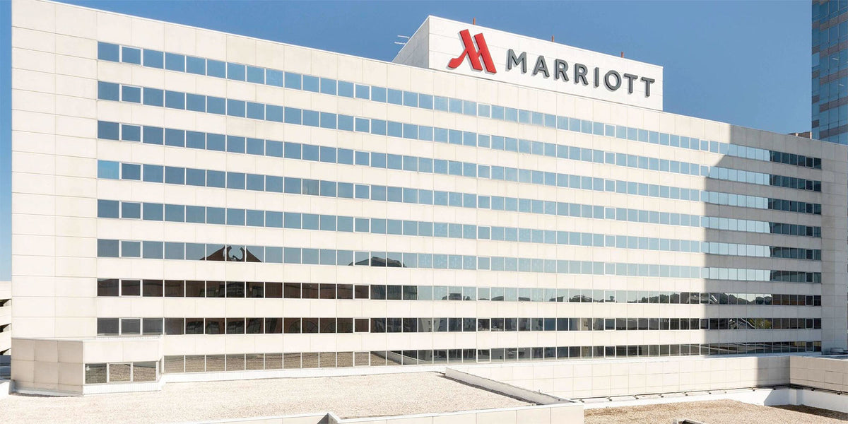 Marriott hotel building with clear blue sky