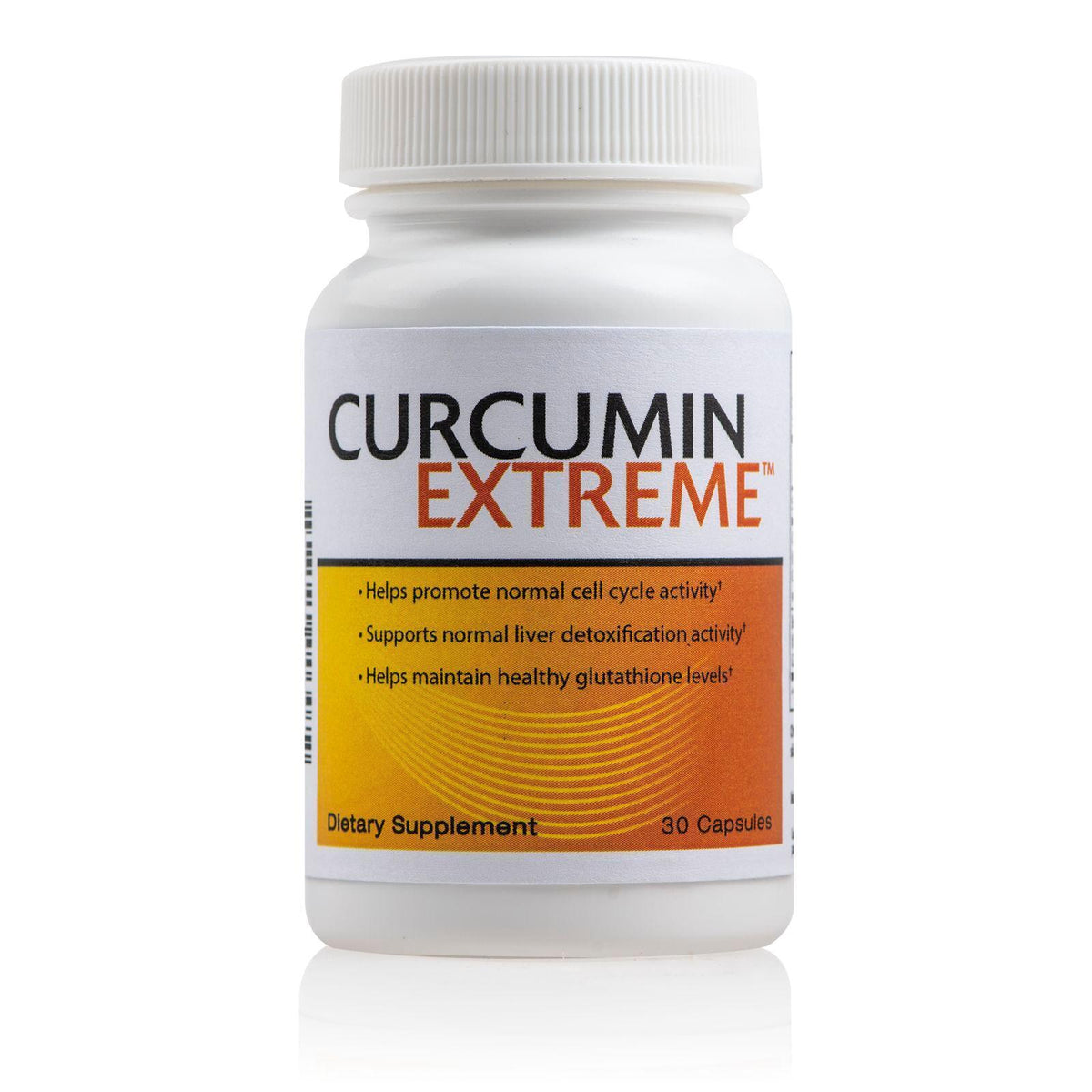 Supplement bottle labeled 'Curcumin Extreme' on a white background