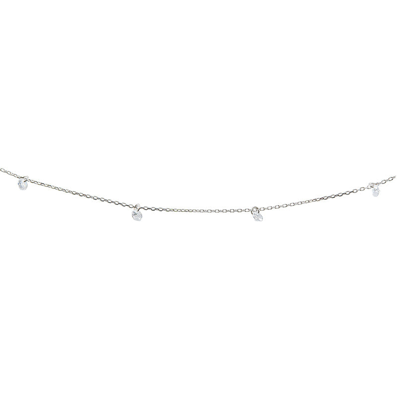 Closeup of Layered DESI - Pierced Round Cut Necklace, in silver