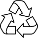 A black recycling symbol on a solid white background.
