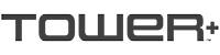 Logo of Tower+ with a black text on a white background